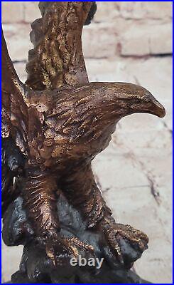 Hand Made Genuine Bronze American Bald Eagle Sculpture by Moigniez Statue