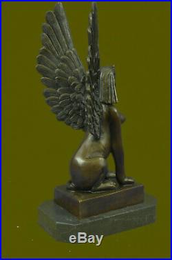 Hand Made Genuine Real Bronze Egyptian Style Sphinx Figurine Statue Decor Deal