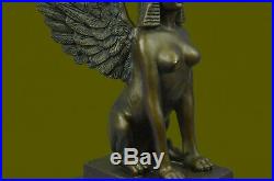 Hand Made Genuine Real Bronze Egyptian Style Sphinx Figurine Statue Decor Deal