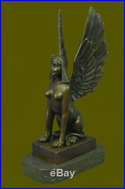 Hand Made Genuine Real Bronze Egyptian Style Sphinx Figurine Statue Decor Gift