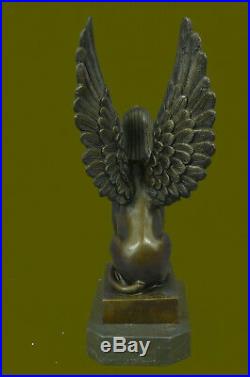 Hand Made Genuine Real Bronze Egyptian Style Sphinx Figurine Statue Decor Gift
