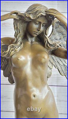 Hand Made Genuine Solid Bronze Nude Female Angel Woman Bronze Sculpture