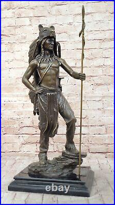 Hand Made Genuine Solid Bronze Signed Indian Chief Bronze Sculpture Statue Gift Hand Made Genuine Solid Bronze Signed Indian Chief Bronze Sculpture Statue Gift