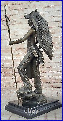 Hand Made Genuine Solid Bronze Signed Indian Chief Bronze Sculpture Statue Gift Hand Made Genuine Solid Bronze Signed Indian Chief Bronze Sculpture Statue Gift