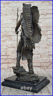 Hand Made Genuine Solid Bronze Signed Indian Chief Bronze Sculpture Statue Gift Hand Made Genuine Solid Bronze Signed Indian Chief Bronze Sculpture Statue Gift