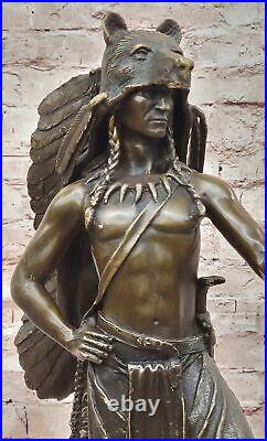 Hand Made Genuine Solid Bronze Signed Indian Chief Bronze Sculpture Statue Gift Hand Made Genuine Solid Bronze Signed Indian Chief Bronze Sculpture Statue Gift