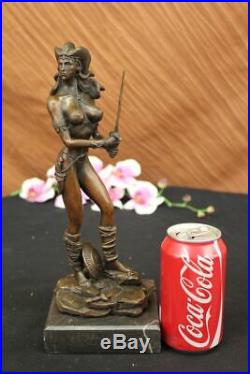 Details about   Hand Made Girl Lady Nude Soldier Warrior Sword Classic Bronze Marble Statue Sale 