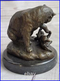 Hand Made Hot Cast Cat and Baby Cabin Home Decoration Bronze Statue Figure Sale