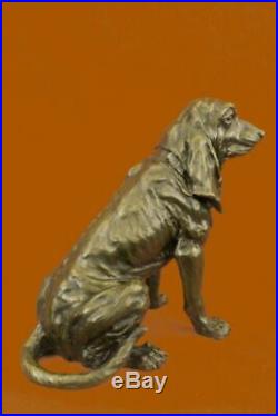 Hand Made Hush Puppy Basset Hound Scent Dog Breeder Bronze Marble Statue Decor