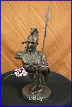 Hand Made Indian Native American Art Chief Eagle Bust Bronze Marble Statue Deal
