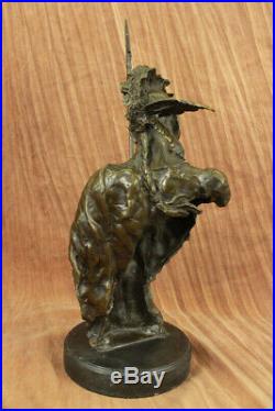 Hand Made Indian Native American Art Chief Eagle Bust Bronze Marble Statue Deal