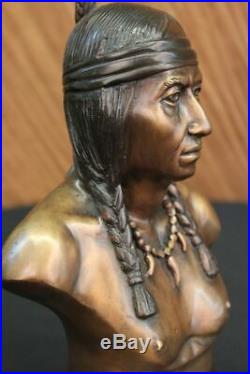 Hand Made Indian Native American Art Chief Eagle Bust Marble Base Statue SALE