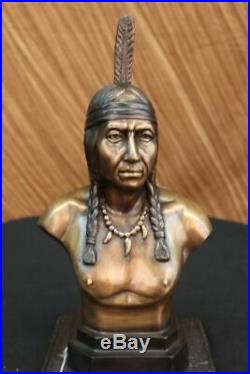 Hand Made Indian Native American Art Chief Eagle Bust Marble Base Statue SALE