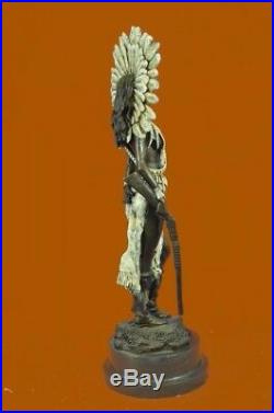 Hand Made Indian Native American Warrior Art Statue Figurine Bronze Sculpture