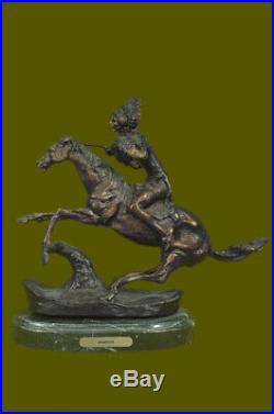 Hand Made Indian Warrior Signed Remington Bronze Sculpture Figure Statue Decor