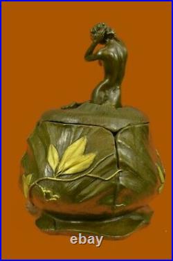 Hand Made Jugendstil Art Nouveau Nude Sig Statue Figurine Bronze Sculpture EX