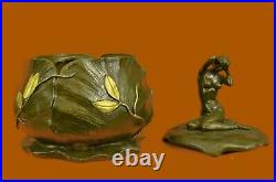 Hand Made Jugendstil Art Nouveau Nude Sig Statue Figurine Bronze Sculpture EX