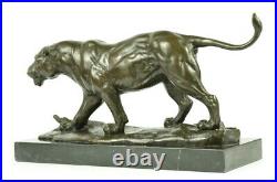 Hand Made Large M. Lopez Puma Mountain Lion Museum Quality Bronze Statue GIFT