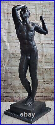 Hand Made Large Nude Male Man Gay Interest Bronze Sculpture by Rodin Gift