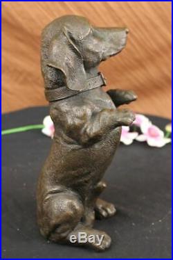 Hand Made Large Pup Hush Puppy dog Bronze Sculpture Statue Figurine Art Home LRG