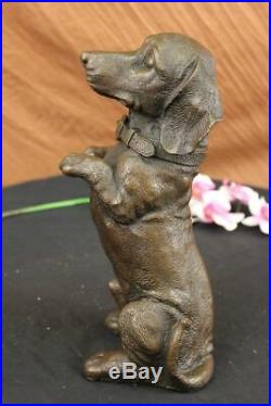Hand Made Large Pup Hush Puppy dog Bronze Sculpture Statue Figurine Art Home LRG