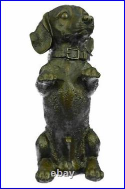 Hand Made Large Pup Hush Puppy dog Bronze Sculpture Statue Figurine Art Home Lrg