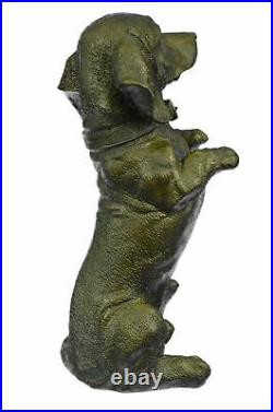 Hand Made Large Pup Hush Puppy dog Bronze Sculpture Statue Figurine Art Home Lrg