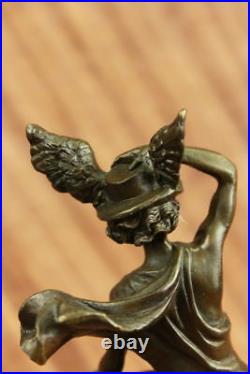 Hand Made Male Mercury Medical Caduceus Bronze Marble Statue Doctor RN Office