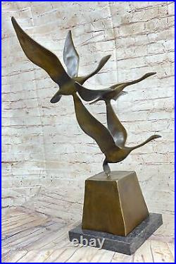 Hand Made Mid Century Flying Birds Modern Classic Bronze Artwork Statue