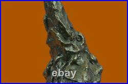 Hand Made Miguel Lopez Elephant with Trunk Up Bronze Sculpture Marble Statue