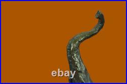 Hand Made Miguel Lopez Elephant with Trunk Up Bronze Sculpture Marble Statue