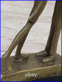 Hand Made Modern Art Man Woman Rain Umbrella Bronze Statue Figure Decor NR