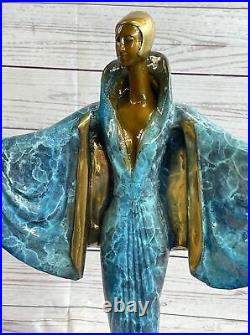 Hand Made Multi Color J. Erte Actress Model Showgirl Bronze Masterpiece Figurine