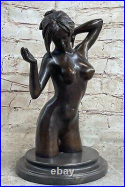 Hand Made NUDE BRONZE FEMALE CLASSICAL PORTRAIT BUST SCULPTURE STATUE