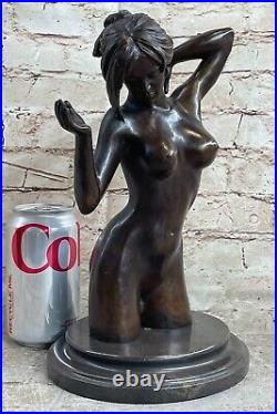 Hand Made NUDE BRONZE FEMALE CLASSICAL PORTRAIT BUST SCULPTURE STATUE