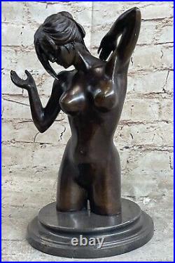 Hand Made NUDE BRONZE FEMALE CLASSICAL PORTRAIT BUST SCULPTURE STATUE