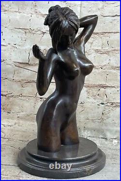 Hand Made NUDE BRONZE FEMALE CLASSICAL PORTRAIT BUST SCULPTURE STATUE