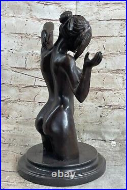 Hand Made NUDE BRONZE FEMALE CLASSICAL PORTRAIT BUST SCULPTURE STATUE