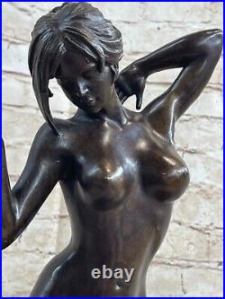 Hand Made NUDE BRONZE FEMALE CLASSICAL PORTRAIT BUST SCULPTURE STATUE