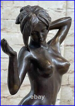 Hand Made NUDE BRONZE FEMALE CLASSICAL PORTRAIT BUST SCULPTURE STATUE