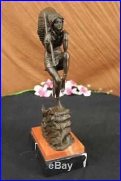Hand Made Native American Indian Girl Art Statue Figurine Bronze Sculpture Sale