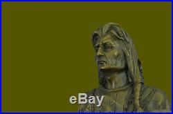 Hand Made Native American Indian Warrior Bronze Sculpture Statue Figurine Décor