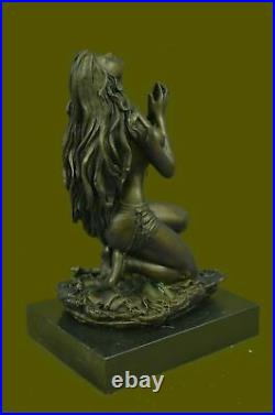 Hand Made Native American Indian Woman Statue Sculpture Figurine Bronze Art Deal