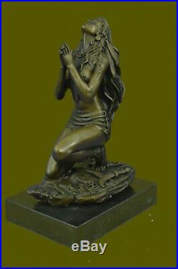 Hand Made Native American Indian Woman Statue Sculpture Figurine Bronze Art Deco