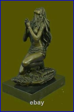 Hand Made Native American Indian Woman Statue Sculpture Figurine Bronze Art Gift