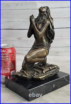 Hand Made Native American Indian Woman Statue Sculpture Figurine Bronze Nude NR