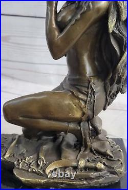 Hand Made Native American Indian Woman Statue Sculpture Figurine Bronze Nude NR