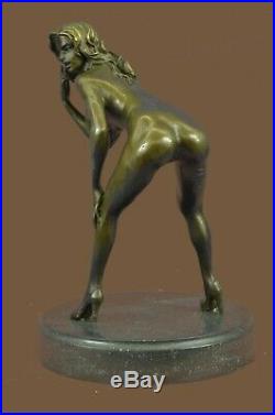 Hand Made Nude Girl Man Provocative Statue Figurine Bronze Sculpture EX