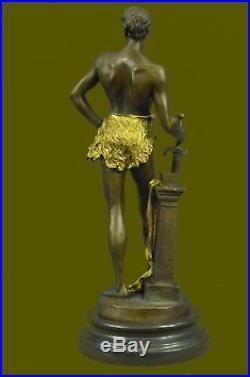 Hand Made Nude Male Warrior Bronze Sculpture Home Office Decor Statue Figure