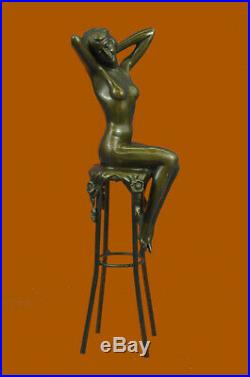 Hand Made Nude Naked Sitting Woman By French Artist Chiparus Bronze Statue Decor